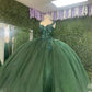 One Shoulder Green Quinceanera Dress Green Ball Gown  Y612