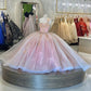 Pink Tulle Princess Dress Pink Ball Gown Elegant Applique Quinceanera Dresses Y580