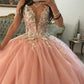 Deep V Neck Pink Tulle Ball Gown Princess Dress Y583
