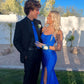 Mermaid Royal Blue Prom Dress With Side Slit Elegant Evening Dress Y576