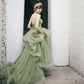 Straps sage green ball gown spring formal prom dress S21224